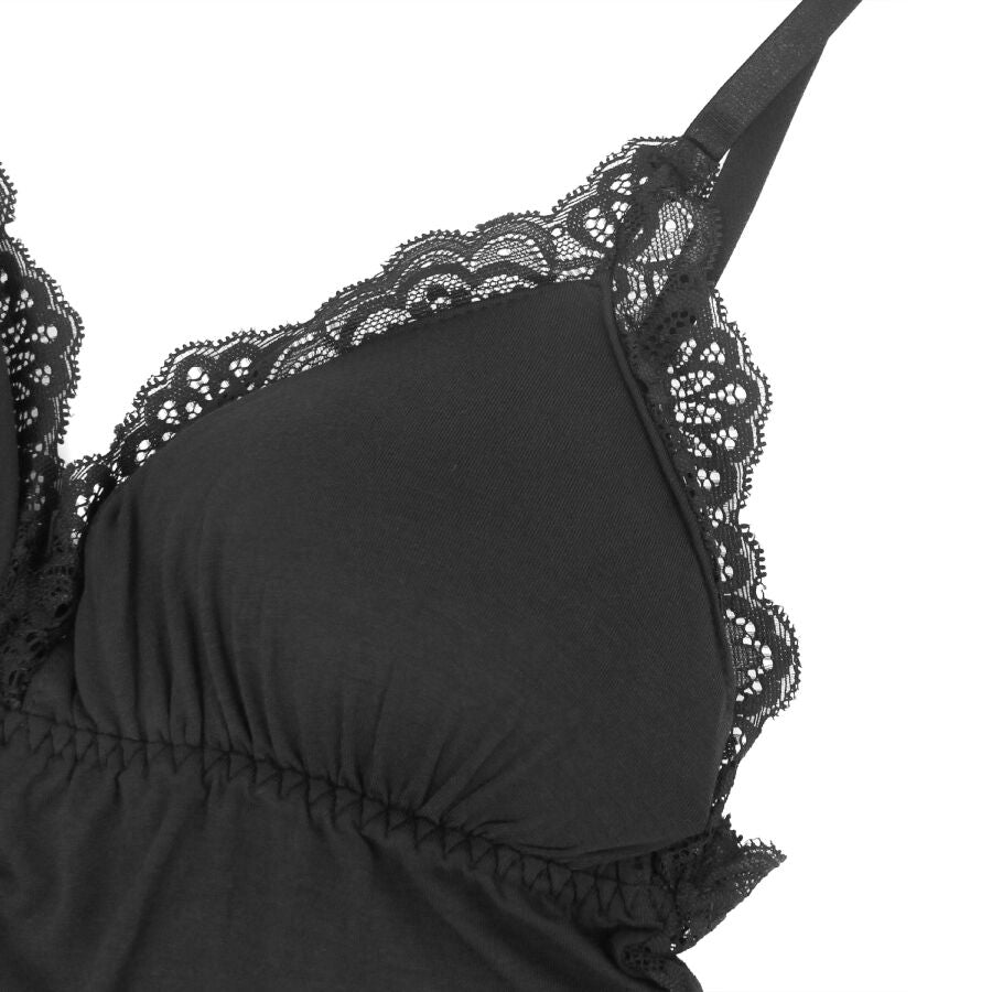 Subblime - Schwarzer Teddy mit Blumenmuster und Spitzendetail L/XL