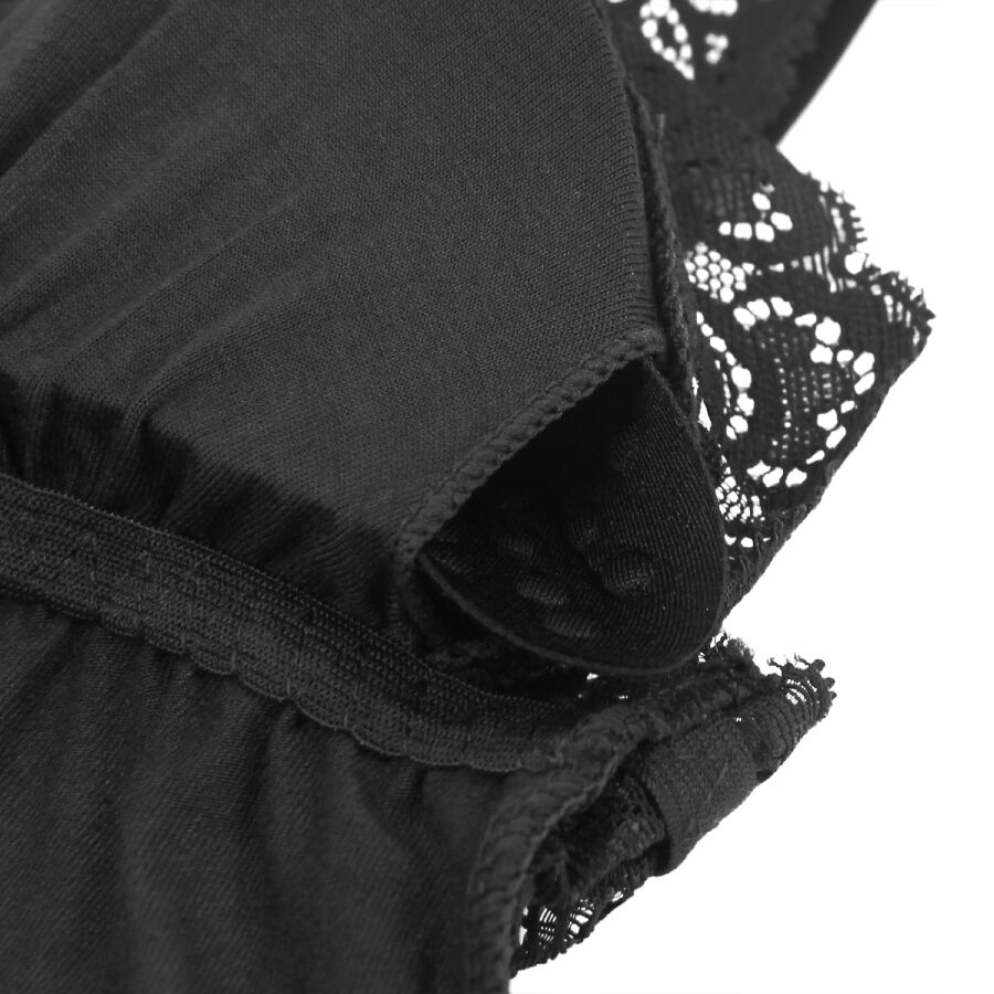 Subblime - Schwarzer Teddy mit Blumenmuster und Spitzendetail L/XL