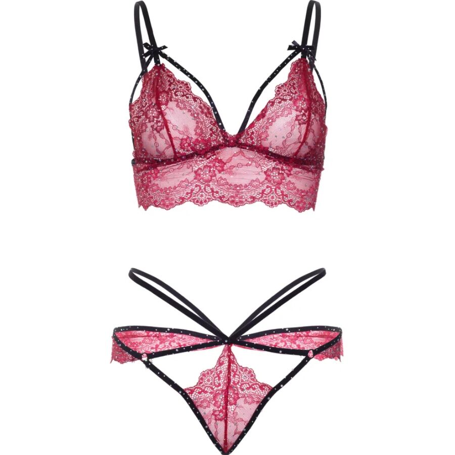 Leg Avenue - 81623 Conjunto Sutiã + Calcinha Fio Dental Vinho Tamanho M