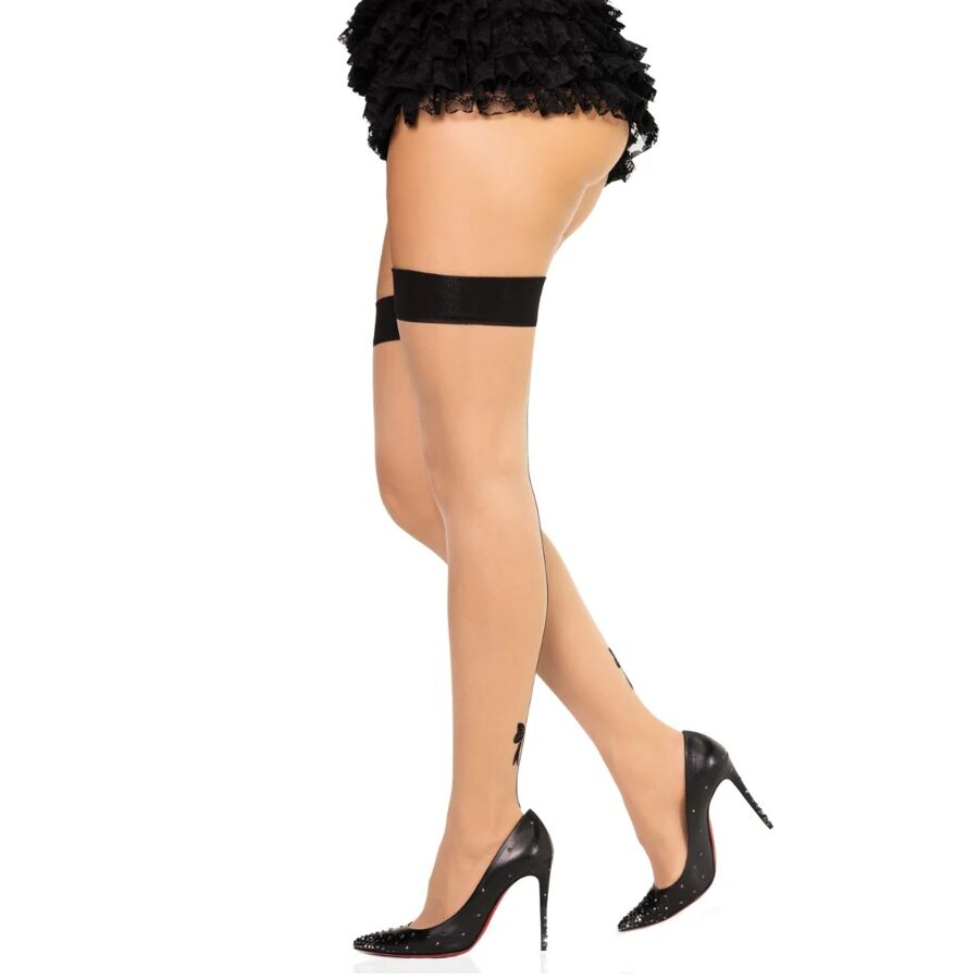 Leg Avenue - Meias de Spandex com Costura Traseira 1963 Pretas - Tamanho Único