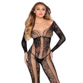 Leg Avenue - 89369 Spitzen- und Tüll-Overall Schwarz - Einheitsgröße