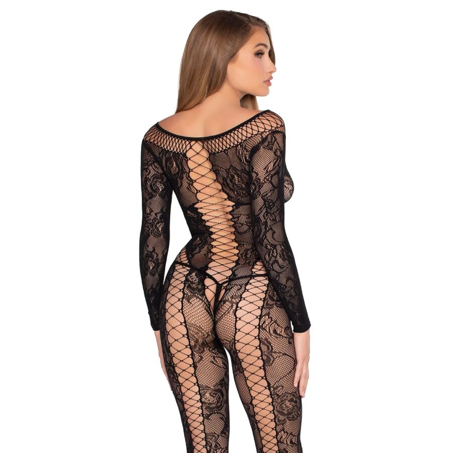 Leg Avenue - 89369 Spitzen- und Tüll-Overall Schwarz - Einheitsgröße