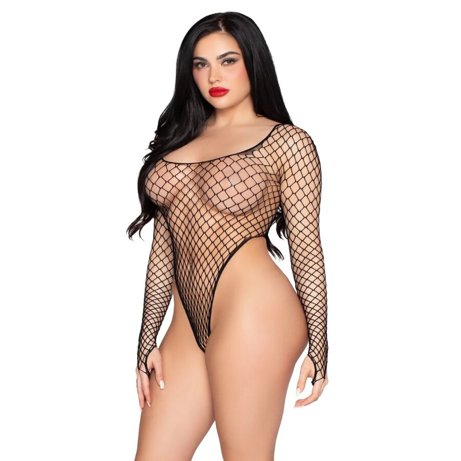 Leg Avenue - 89377 Netzbody im Industrial-Look, hoch geschnitten, Schwarz - Einheitsgröße
