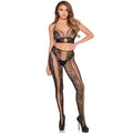 Leg Avenue - 89368 Top Cropped de Renda e Tule Preto - Tamanho Único
