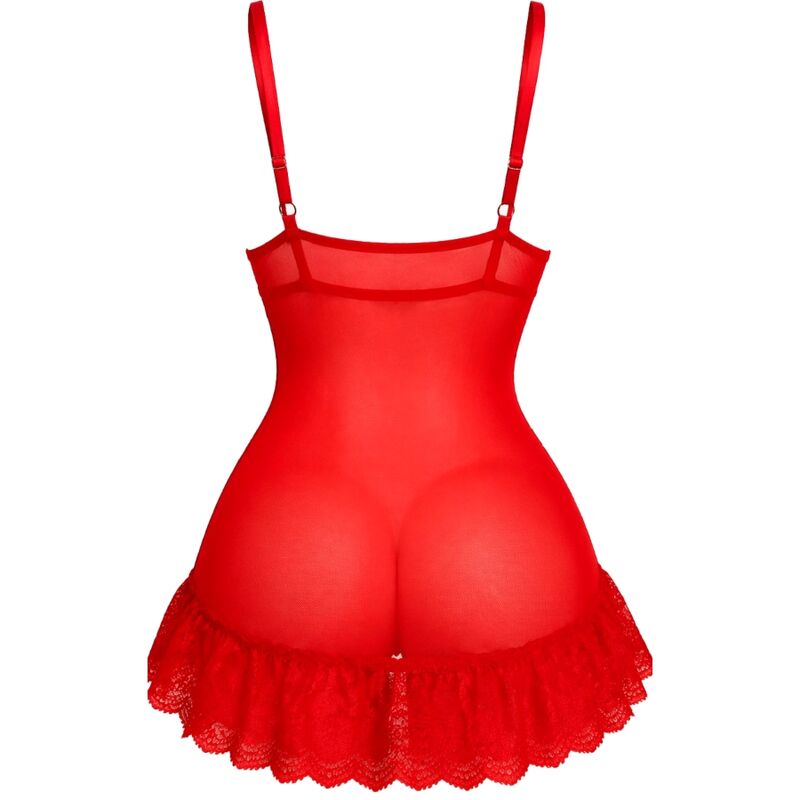 Livco Corsetti Fashion - Conjunto Nuit Camiseta + Calcinha Vermelha 2028 L/XL