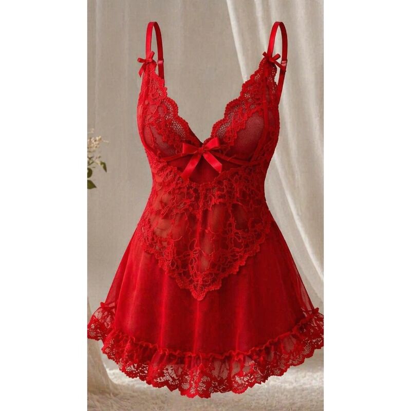 Livco Corsetti Fashion - Conjunto Nuit Camiseta + Calcinha Vermelha 2028 L/XL