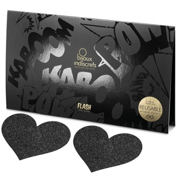 Bijoux - Indiscrets Flash Black Heart Nipple Pasties