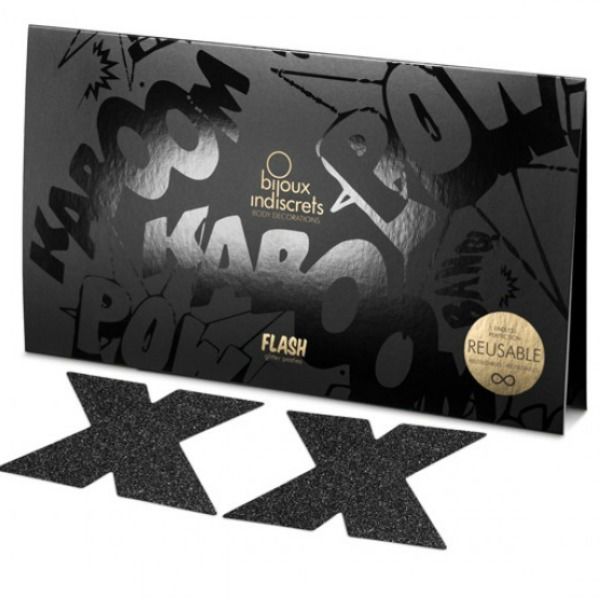 Bijoux - Indiscrets Nipple Caps Flash Cross Schwarz