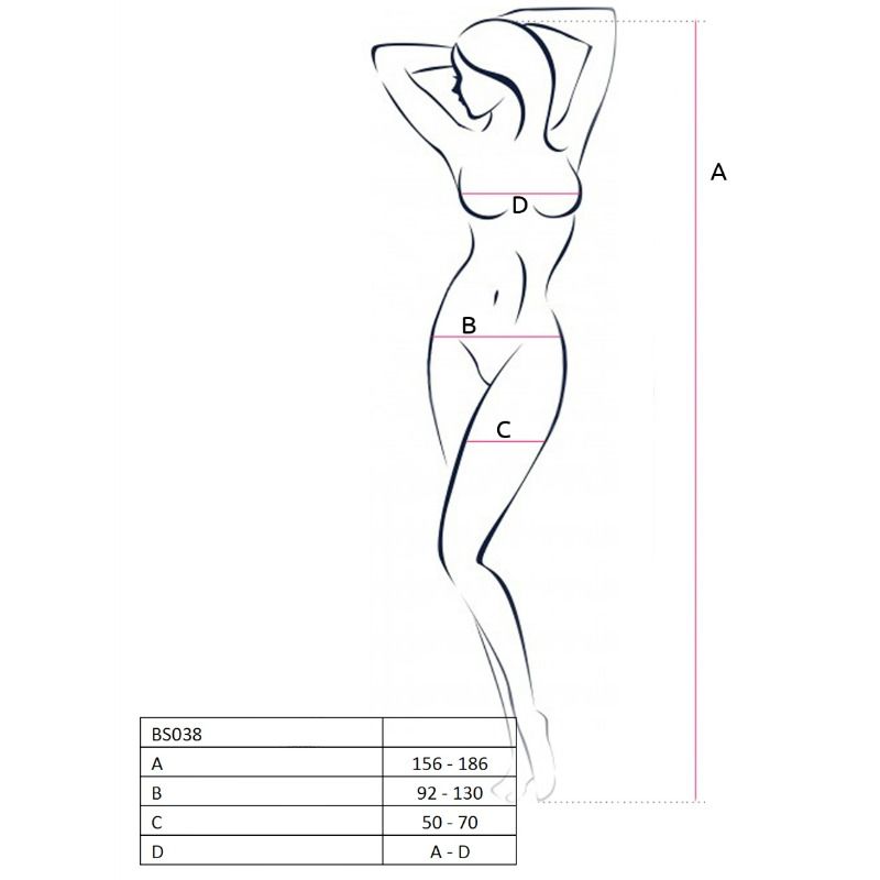 Passion - Damen-Bodystocking BS038 Schwarz Einheitsgröße