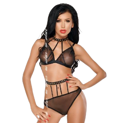 Me-Seduce - Dotty Conjunto Duas Peças Preto S/M