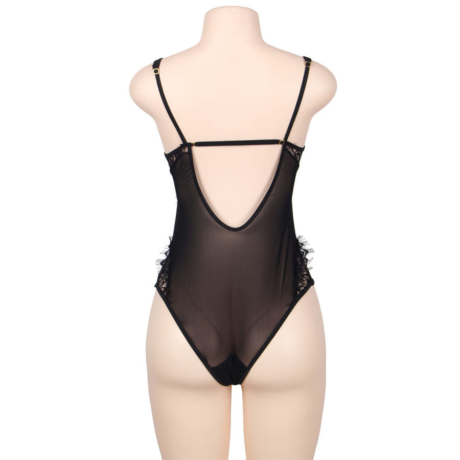 Subblime - Queen Plus Renda Floral e Peluche Preta Fringada