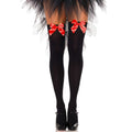 Leg Avenue - Coxas em Nylon Preto com Laço Vermelho Tamanho Único