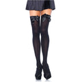 Leg Avenue - Coxas em Nylon Preto com Laço Preto Tamanho Único