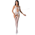 Passion - Damen-Bodystock BS057 Weiß Einheitsgröße