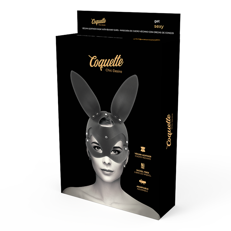 Coquette Chic Desire - Máscara de Couro Vegano com Orelhas de Coelho