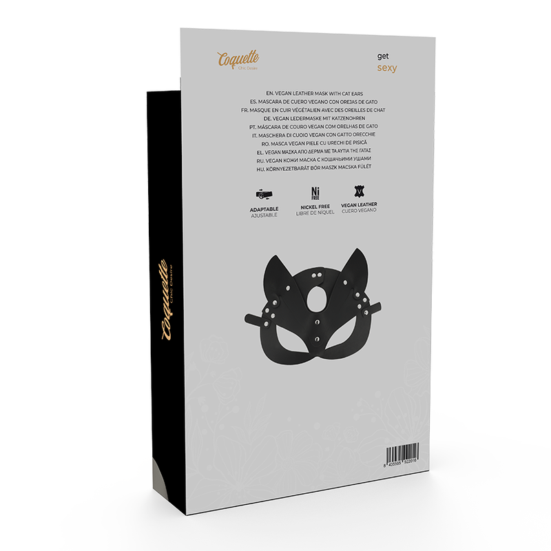 Coquette Chic Desire - Máscara de Couro Vegano com Orelhas de Gato