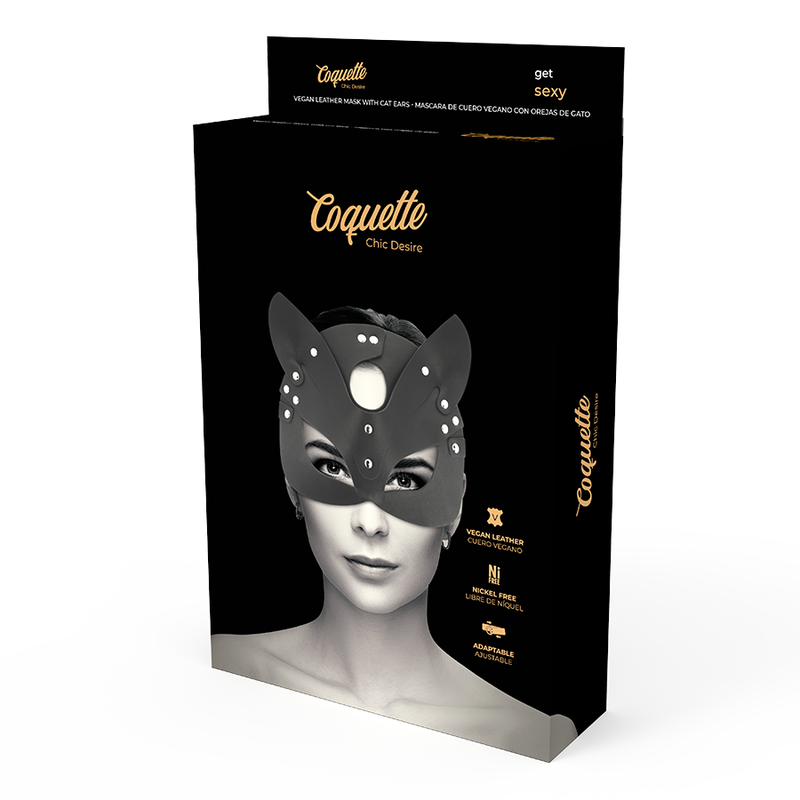 Coquette Chic Desire - Máscara de Couro Vegano com Orelhas de Gato